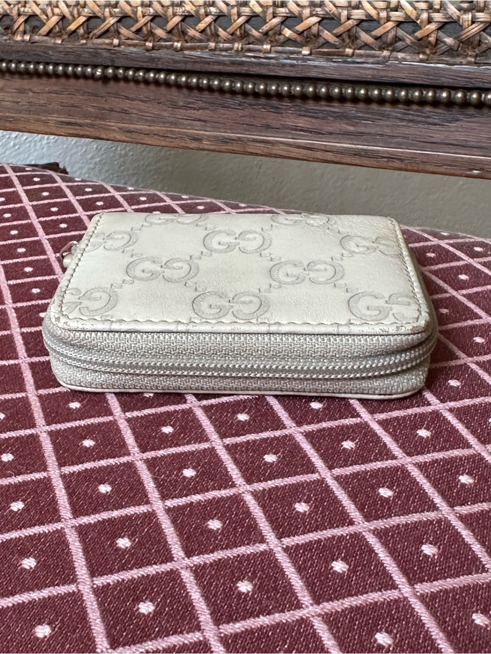 Gucci Guccissima Leather Zip Coin Wallet Ivory GG Compact Mini Wallet Italy - Picture 7 of 13